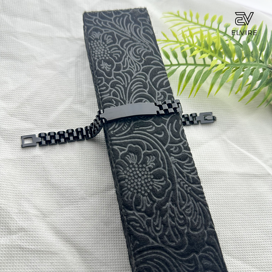 ELVIRE Black Stainless Steel ID Bracelet