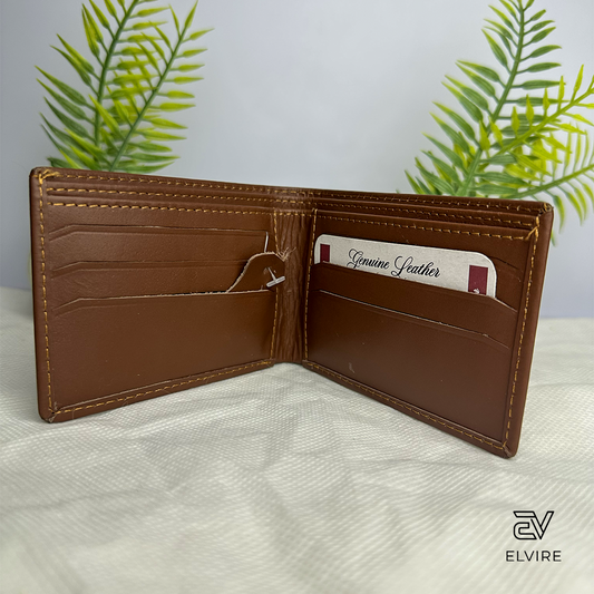 Handcrafted Brown Genuine Leather Bifold Wallet - ELVIRE