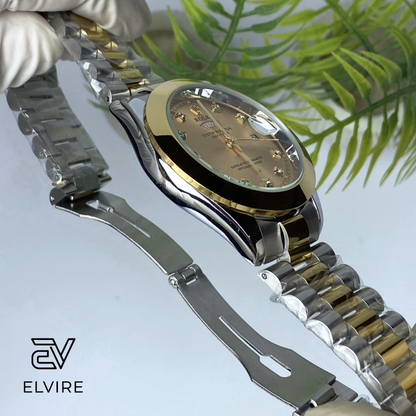 Elegant Rolex AAA Quality Watch For Men - Gold Dial With Gold & Silver Two Tune Stainless Steel Strap by Elvire