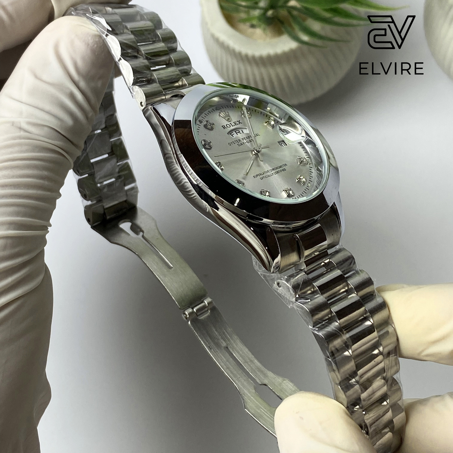 Elegant Rolex AAA Quality Watch For Men - Silver Dial With Silver Stainless Steel Strap by Elvire