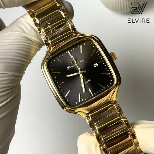 Success Way Black Dial with Golden Strap AAA Quality Watch for Men- Premium Quality Water Resistant Watch by Elvire