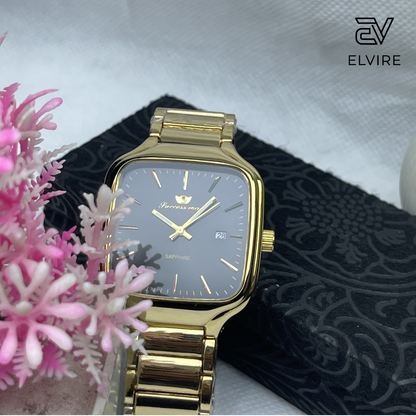 Success Way Black Dial with Golden Strap AAA Quality Watch for Men- Premium Quality Water Resistant Watch by Elvire
