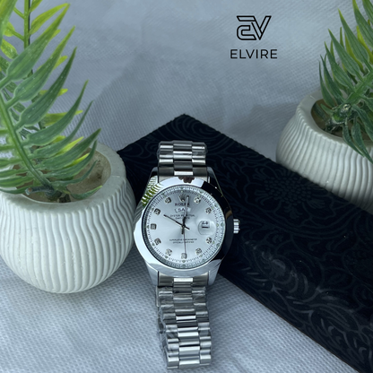 Elegant Rolex AAA Quality Watch For Men - Silver Dial With Silver Stainless Steel Strap by Elvire